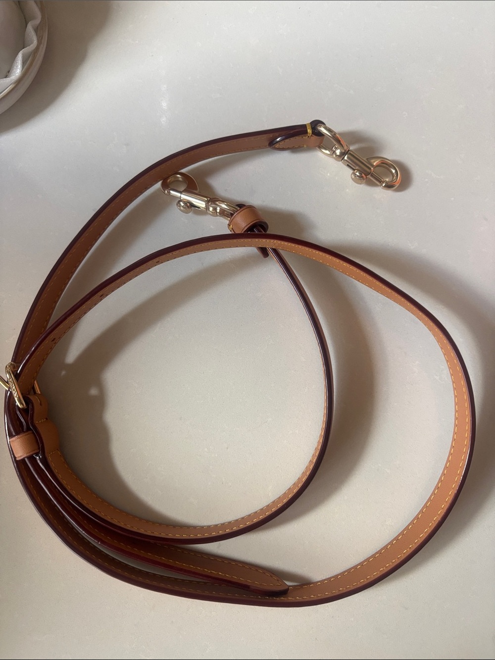 ❤️… Coach Adjustable Two-Tone Leather Crossbody Strap Tan Brown 49.5 L